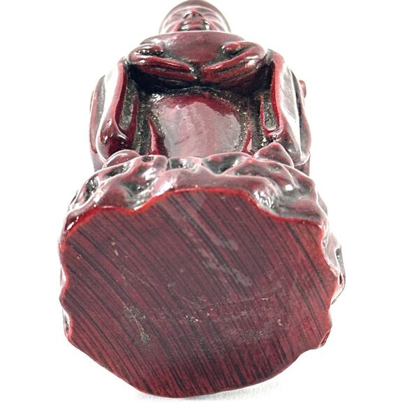 Vintage Chinese Shou Xing Longevity God Figurine Red Resin Statue 4.5” - Picture 5 of 5